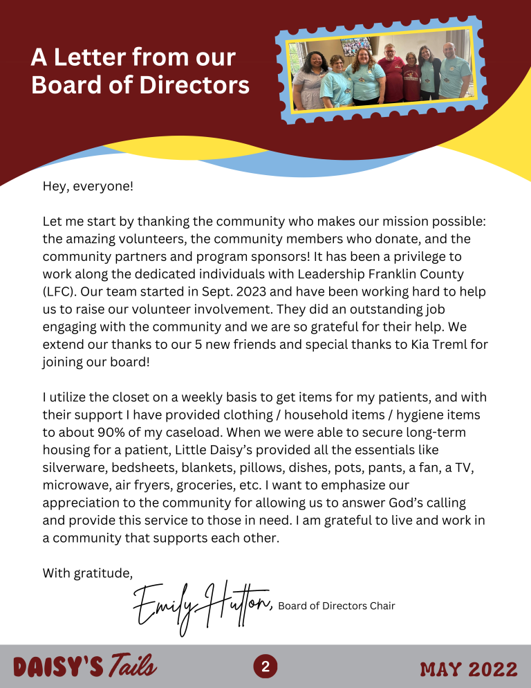 Board Chair Letter